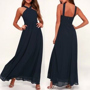 Lulu’s Air of Romance Navy Maxi Dress